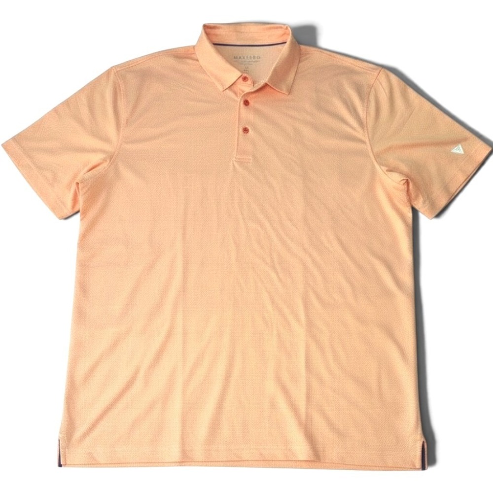 Maelreg Men's 2XL Orange Textured Golf Polo Shirt Moisture Wicking NWT